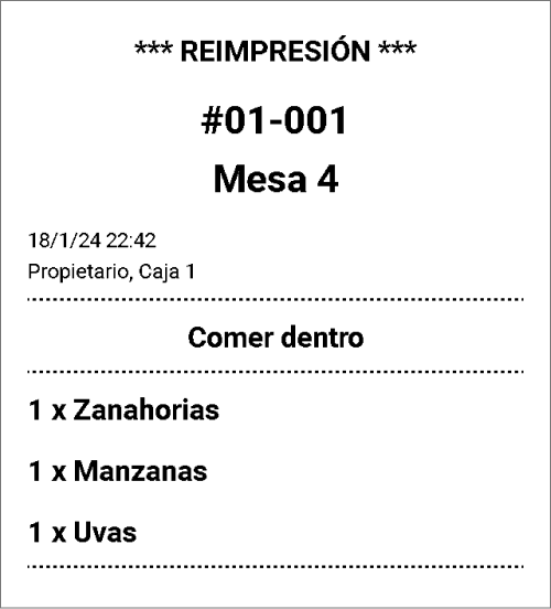 Reipresion del ticket