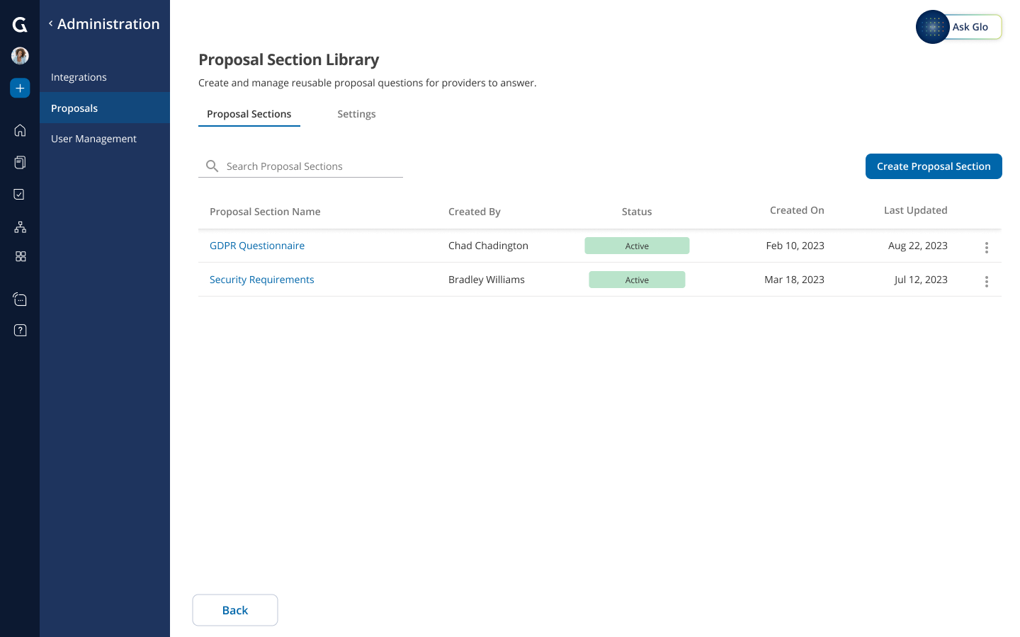 Proposal Section Library