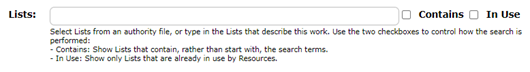 A screenshot of the "Lists" field in Resource Details.