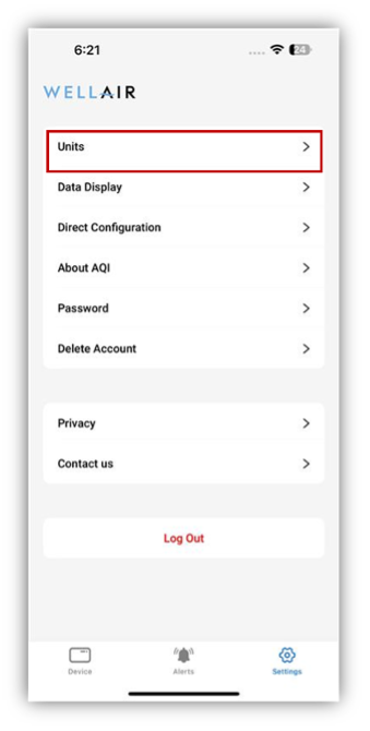 NanoView Available User Settings - Units NanoView Available User Settings - Units