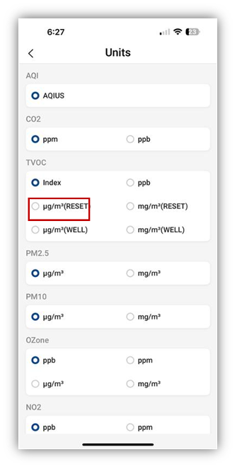NanoView Available User Settings - Units 2 NanoView Available User Settings - Units 2