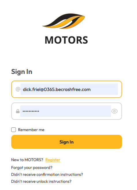 login screen