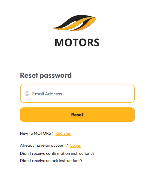 reset password screen