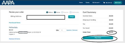 Review your order page