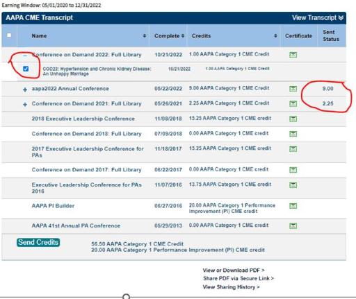 Transcript rows showing updated Sent Status