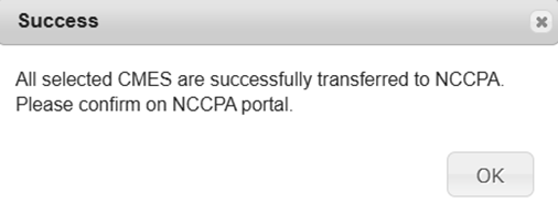 Success message after credits are sent