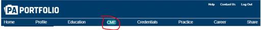 PA Portfolio navigation bar with the CME tab