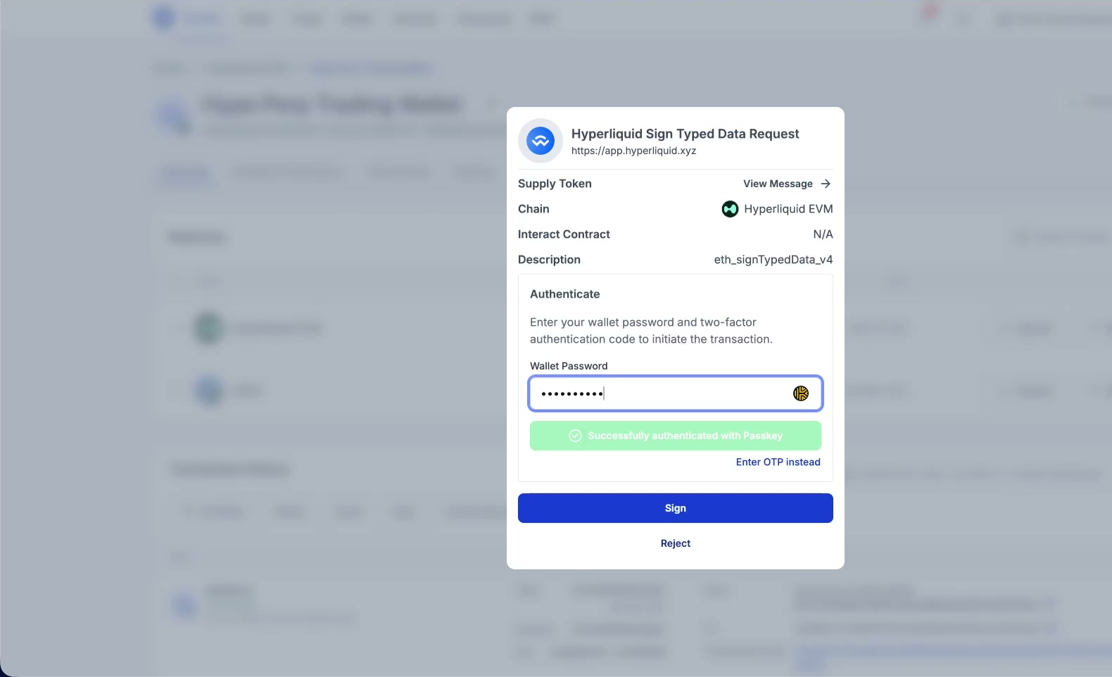 Signing the withdrawal transaction on BitGo.