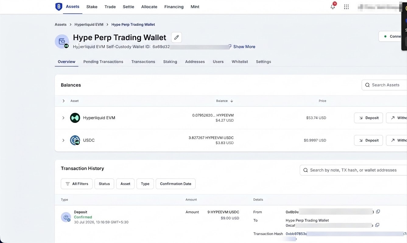 Funds confirmed back in the BitGo wallet.