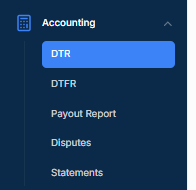 DTR sits under Accounting. Your menu may list other items as well.