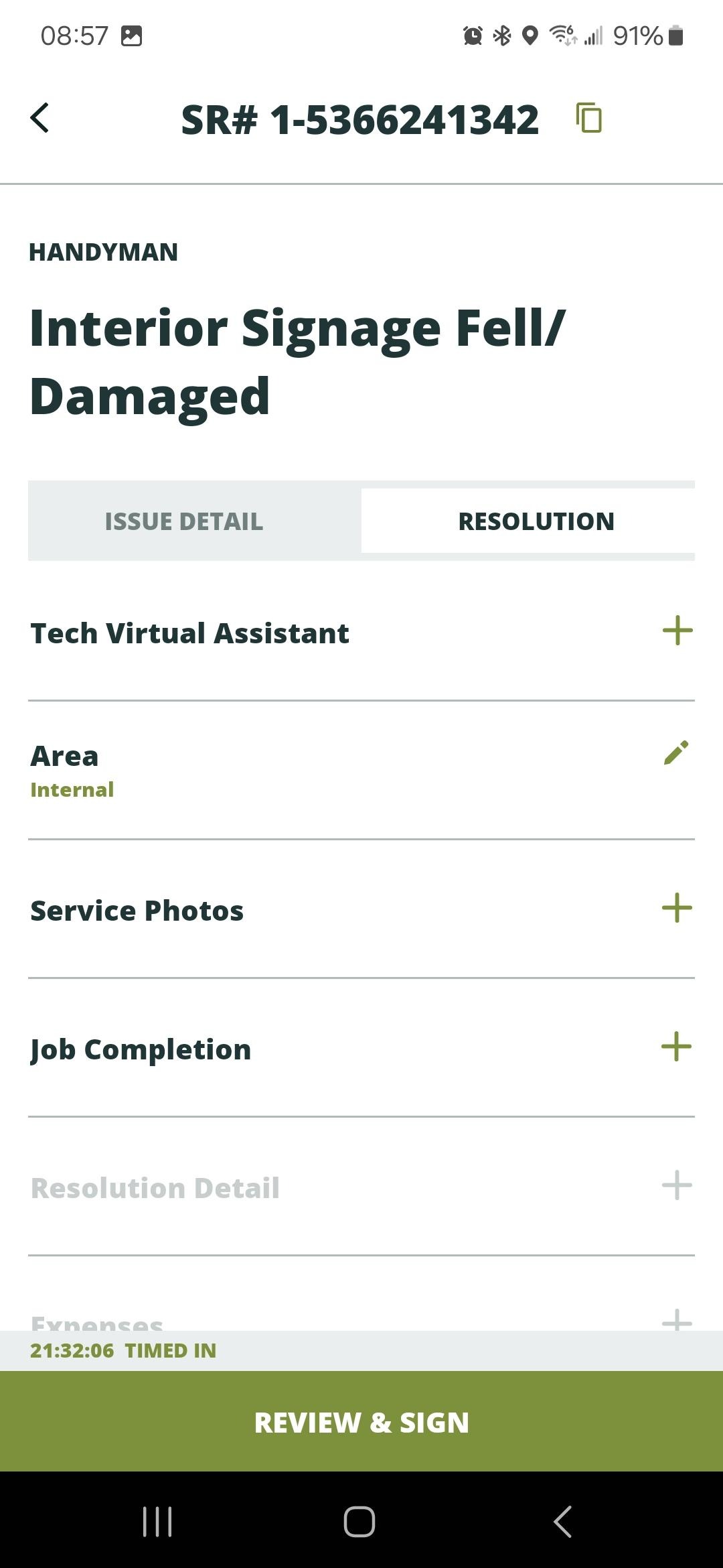 Tech Virtual Assistant under Resolution tab