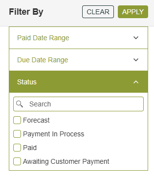 Payment filter options