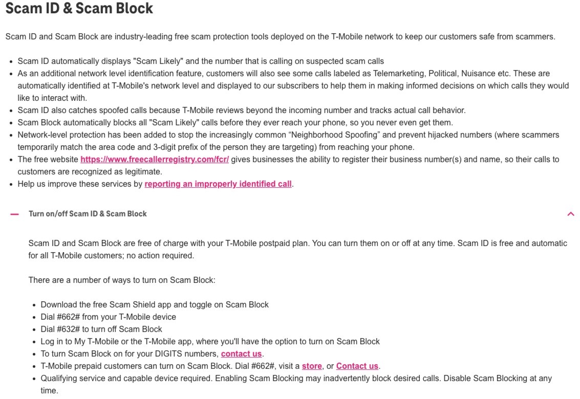 Help with scams, spam, and fraud T-Mobile Support 2024-03-13 at 10.45.52 AM