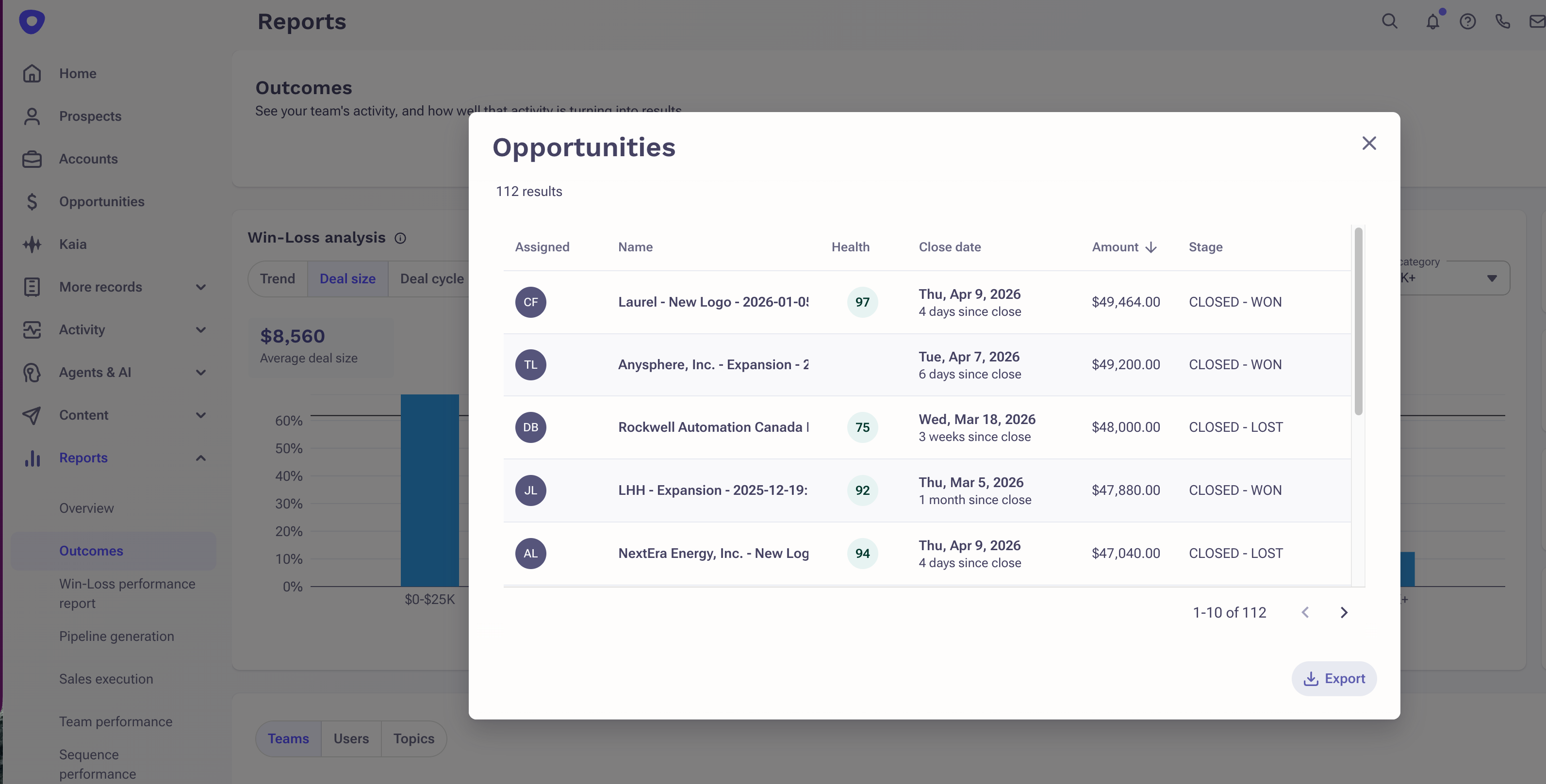 Drill-in to Opportunity details