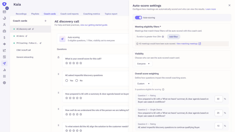 Smart Kaia Coach auto scoring