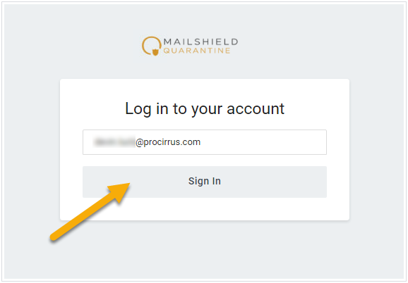 MailShield email entry sign-in page