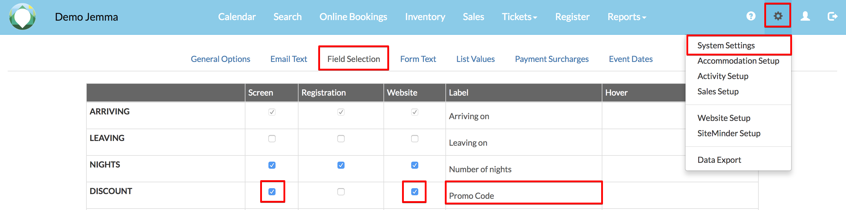 How do I enable promotional codes for my website booking page? Abode
