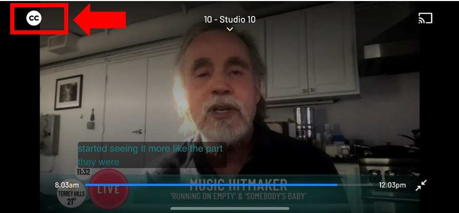 How do I turn on Closed Captions on the mobile app? : 10 play