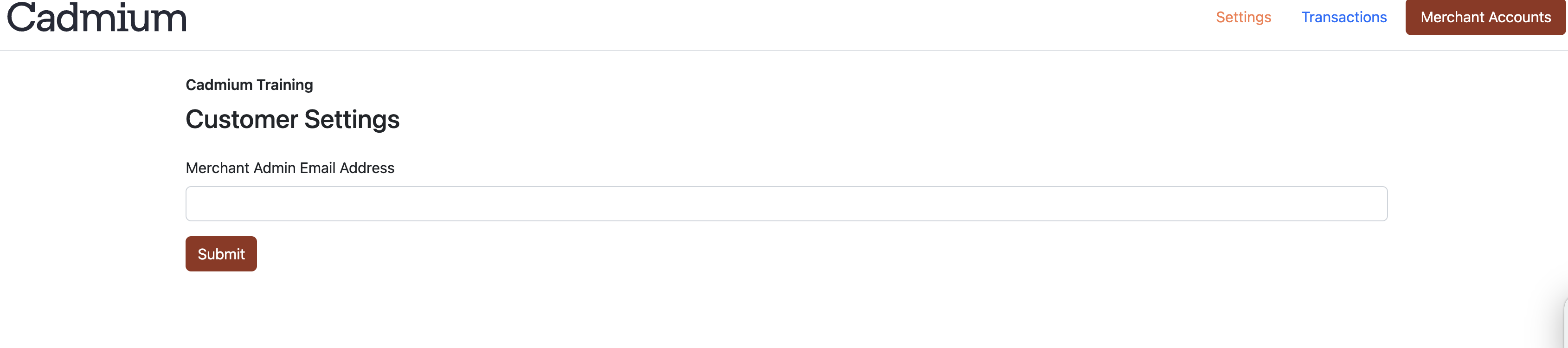 Setting the merchant email address