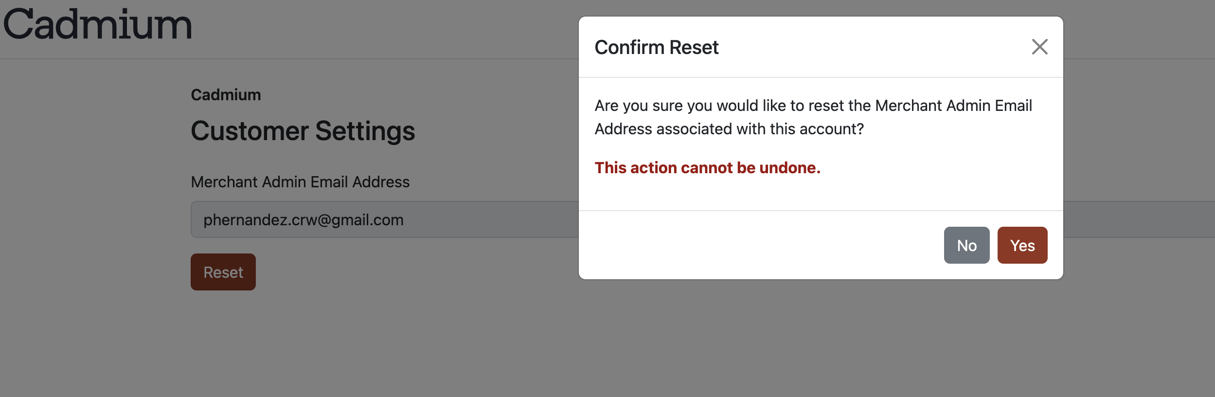 confirm reset message