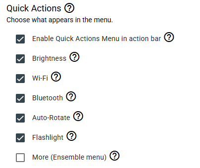 An image of the Quick Actions policies from the Ensemble Dashboard