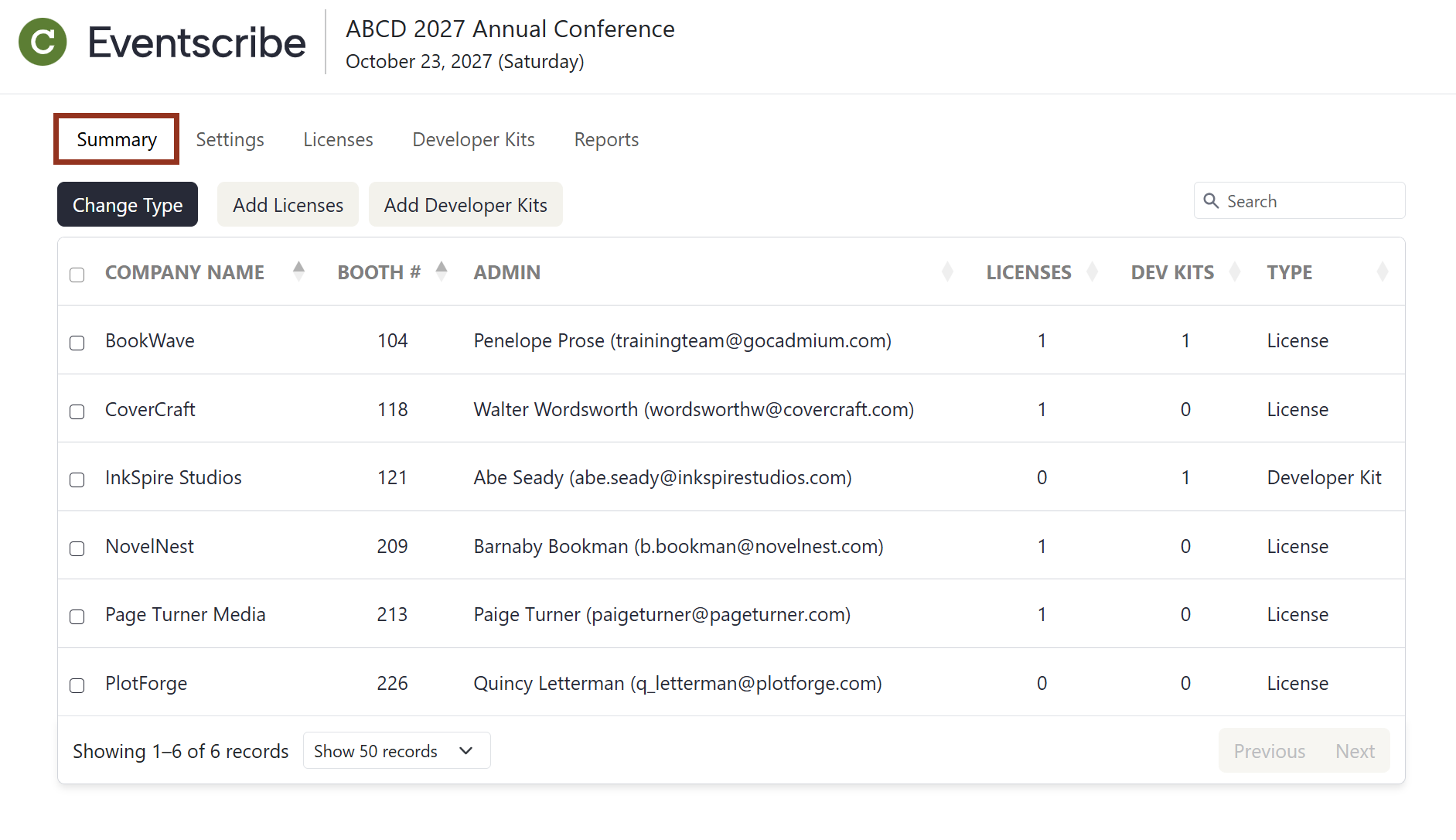 Image of the Admin Portal Summary Page.