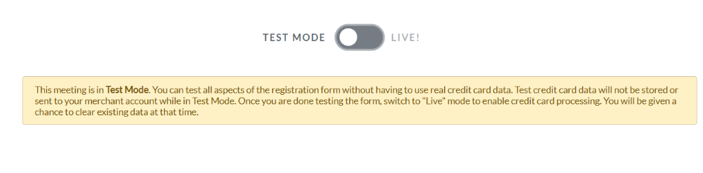 switch from test mode to live mode.