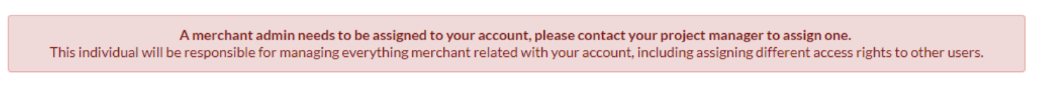 No merchant admin indicator message