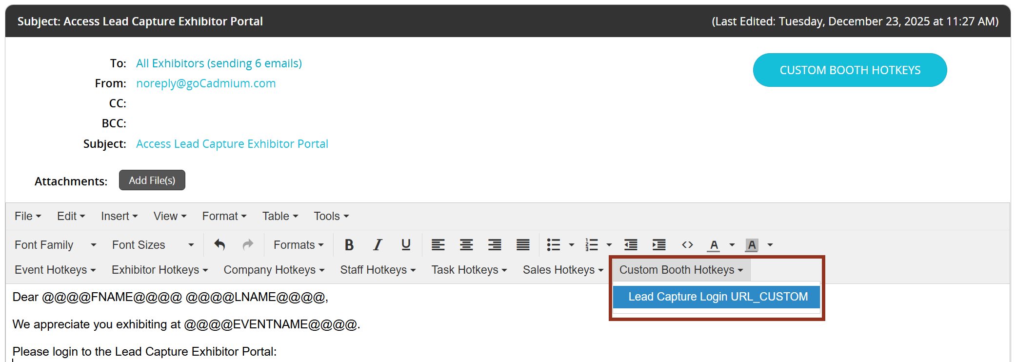 Image of the Custom Booth Hotkeys Button.