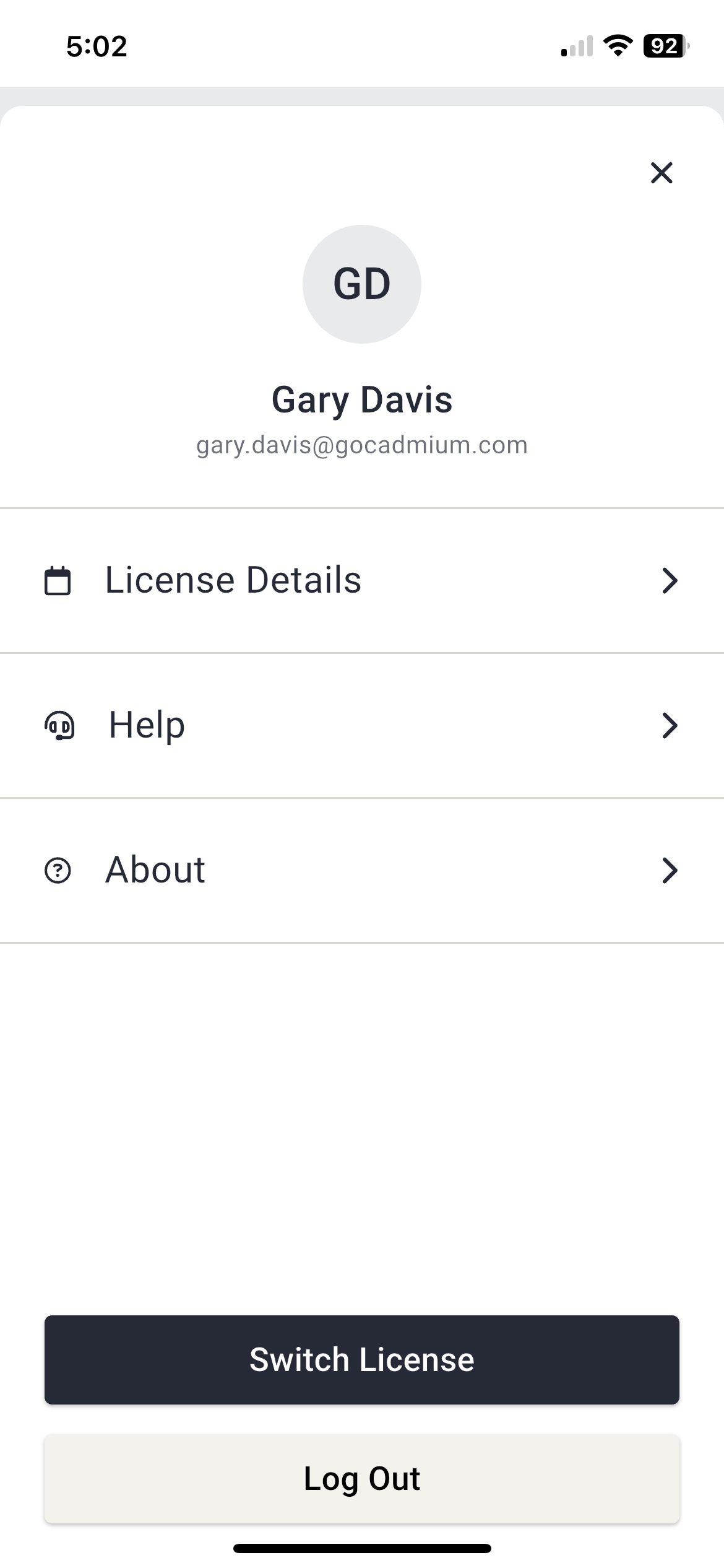 Image of the Account Menu.
