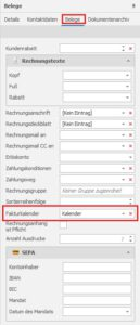 Nutzung eines Fakturkalenders in DISPONIC