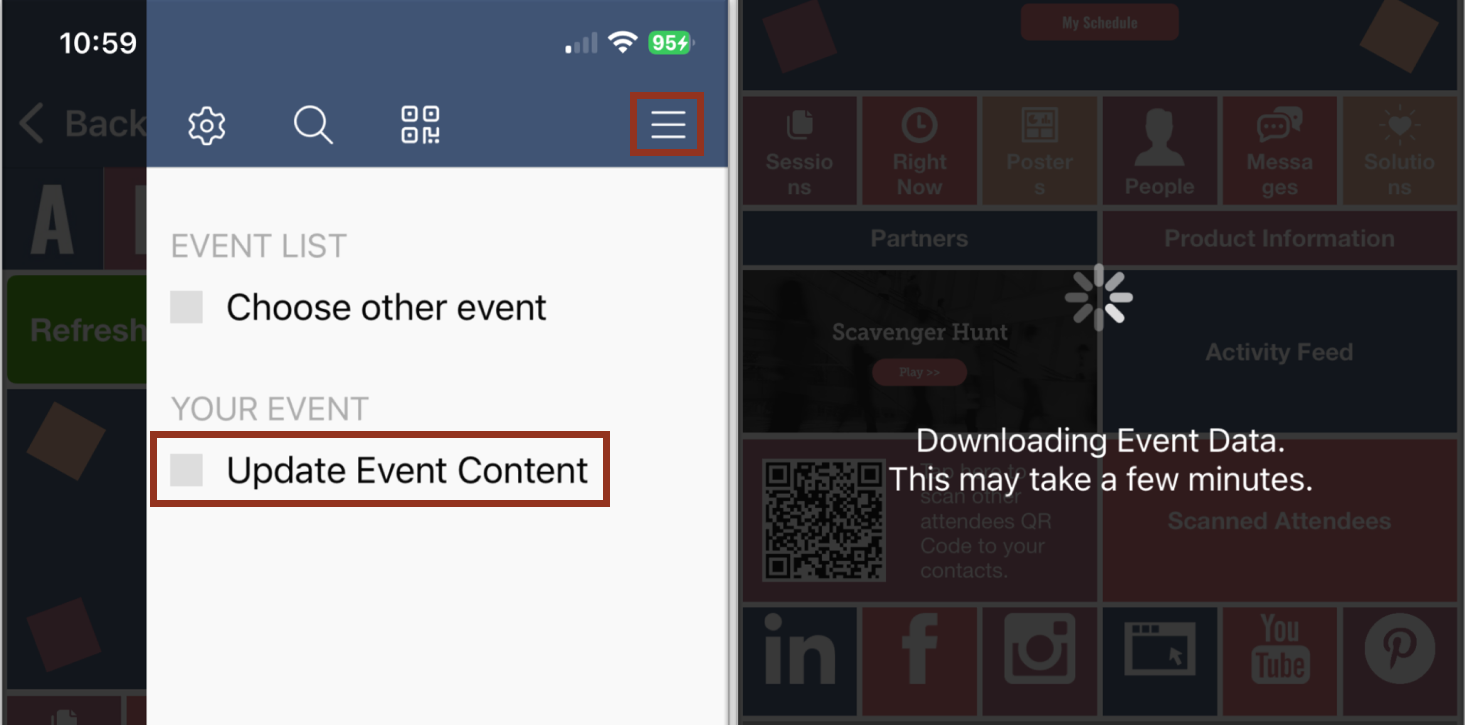 Image of the App Update Event Content Option.