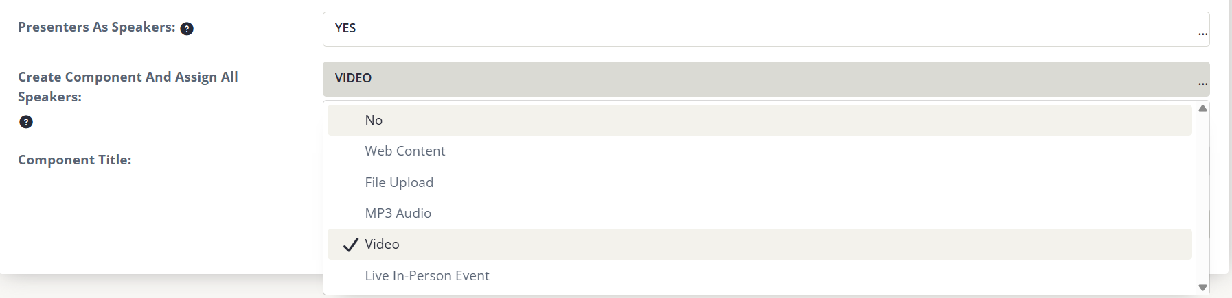 Image of the Speaker Options.