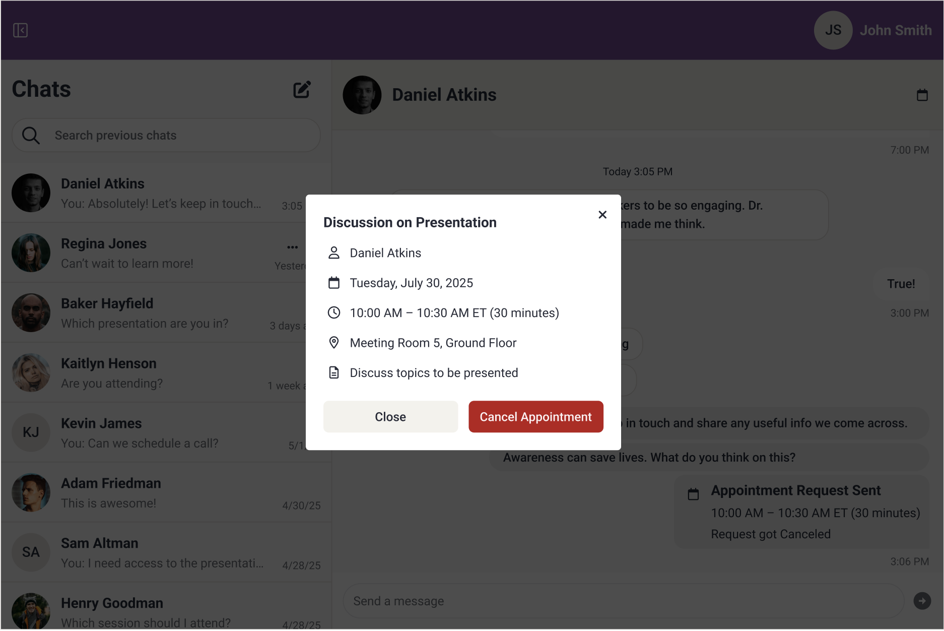 Image of the Cancel Appointment Button.