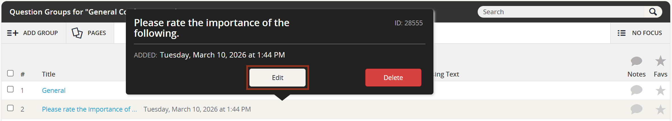 Image of the Group Row Pop-up Edit Button.