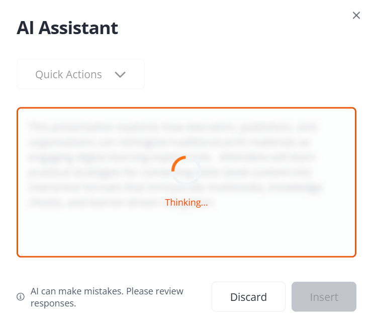 Thinking Status Screen.