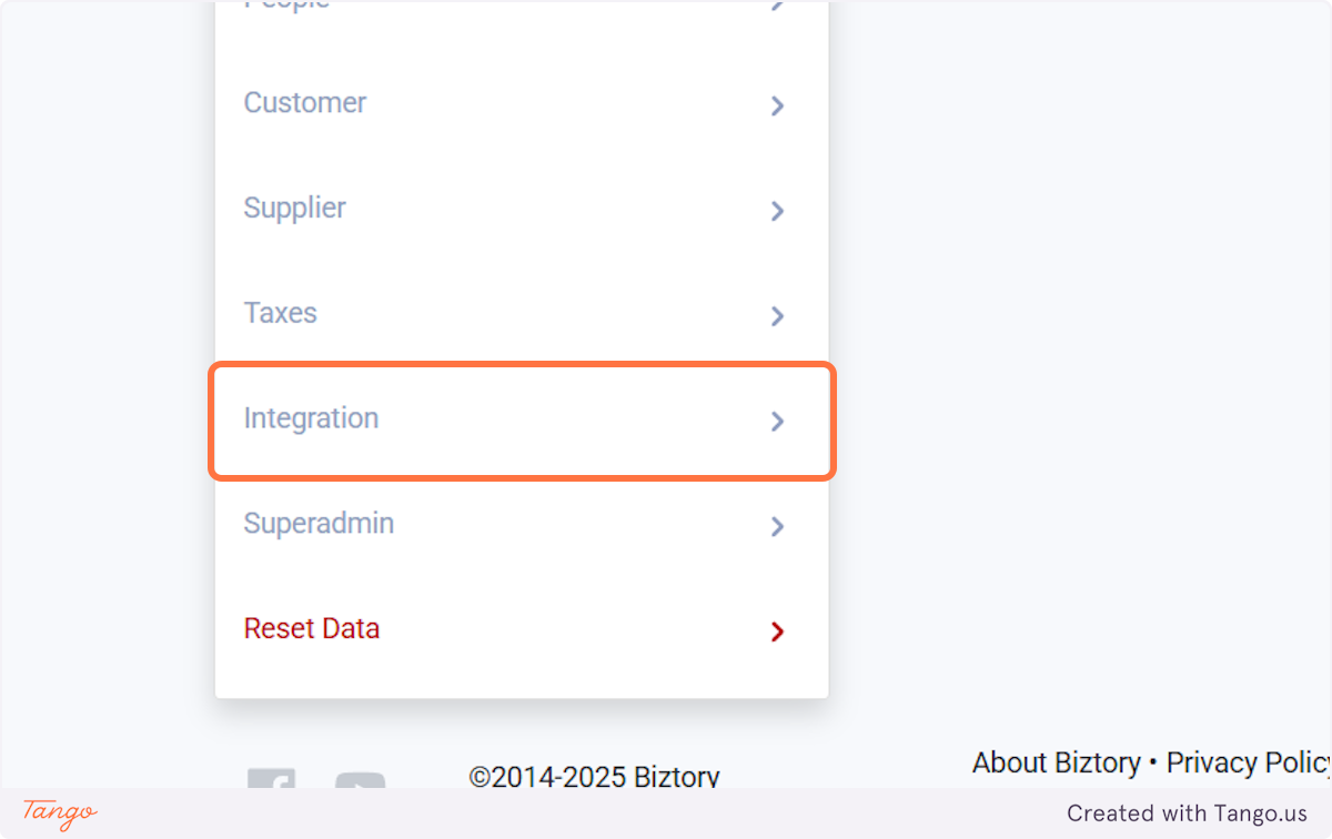 Click on Integration