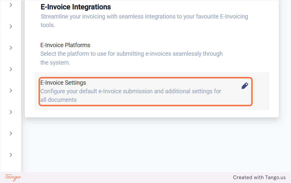 Click on E-Invoice Settings