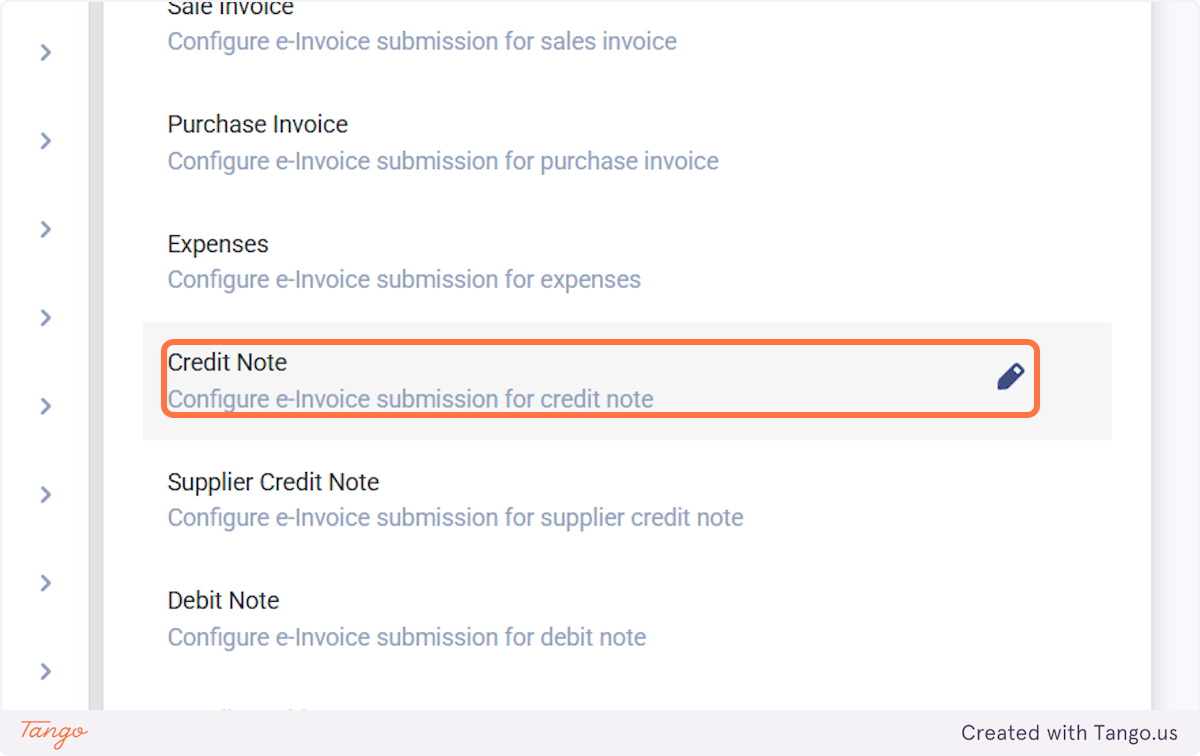 Click on Credit Note