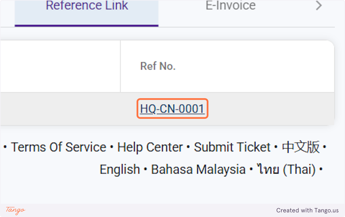 Click on the credit note reference number