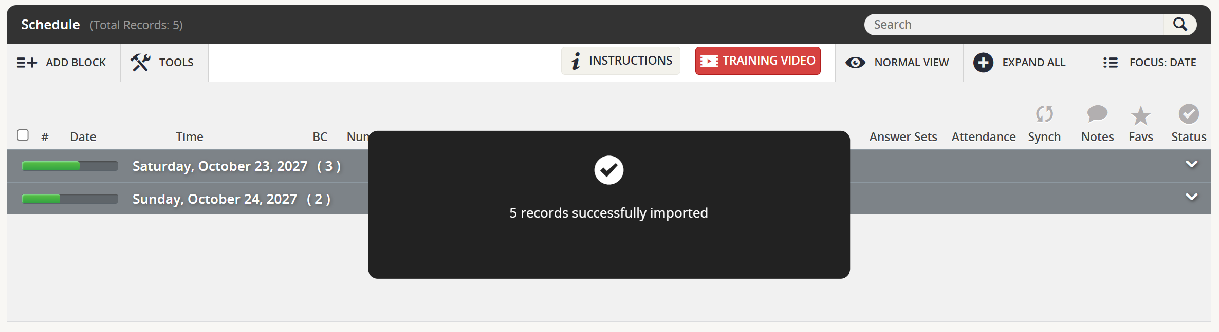 Image of the Confirmation Message.