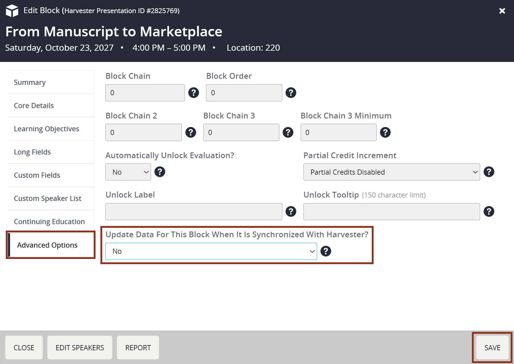 Image of the Advanced Options Tab.