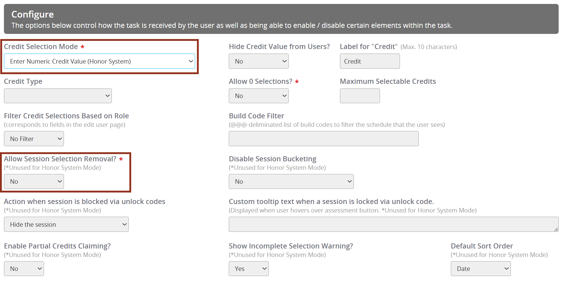 Image of the Configure Section.