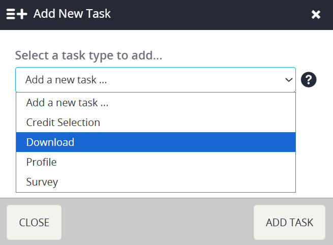 Image of the Add New Task Dropdown.