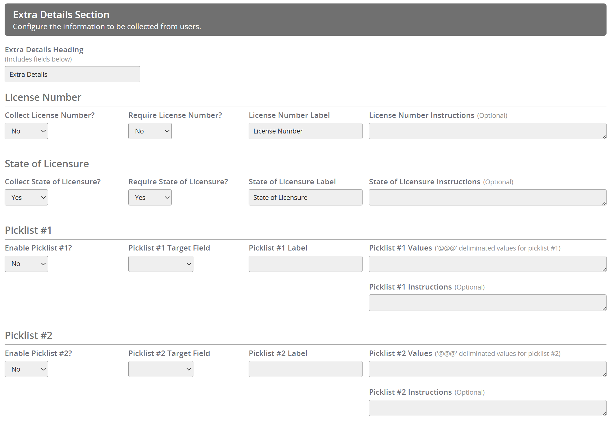 Image of the Extra Details Section of the Profile Task.