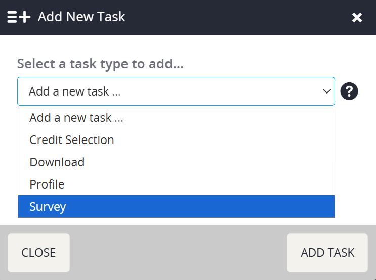 Image of the Add New Task Dropdown.