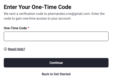 enter in a one time code
