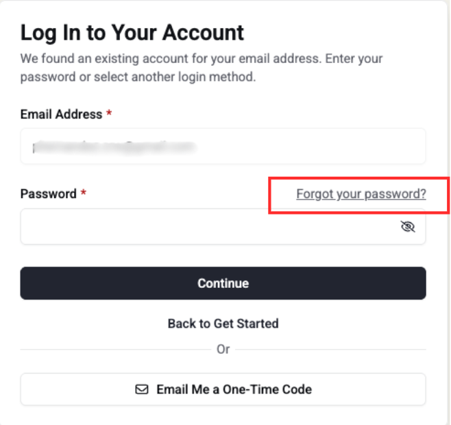 Click "Forgot Password"