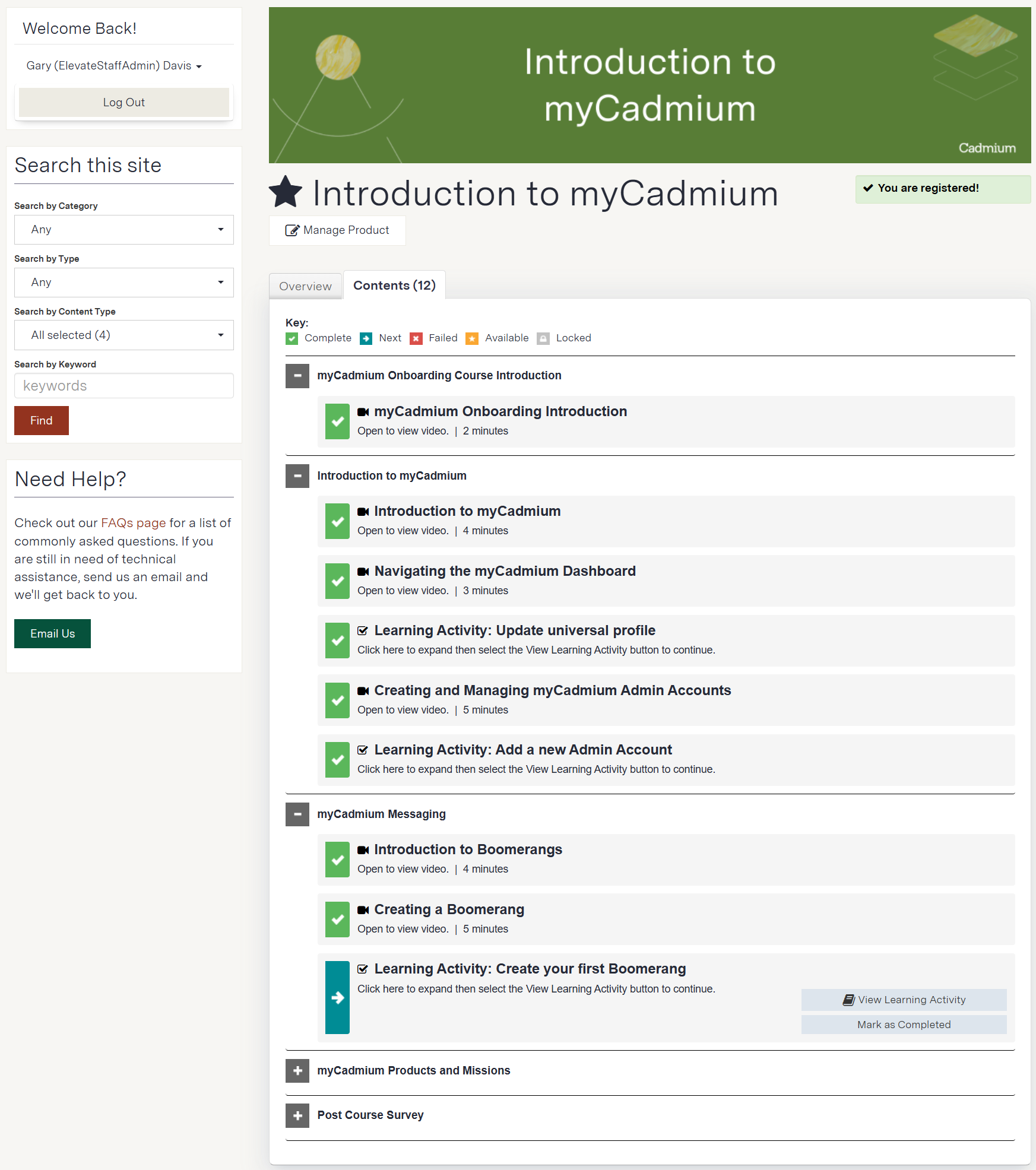 Image of the Cadmium University Exhibitor Harvester On Demand Course.
