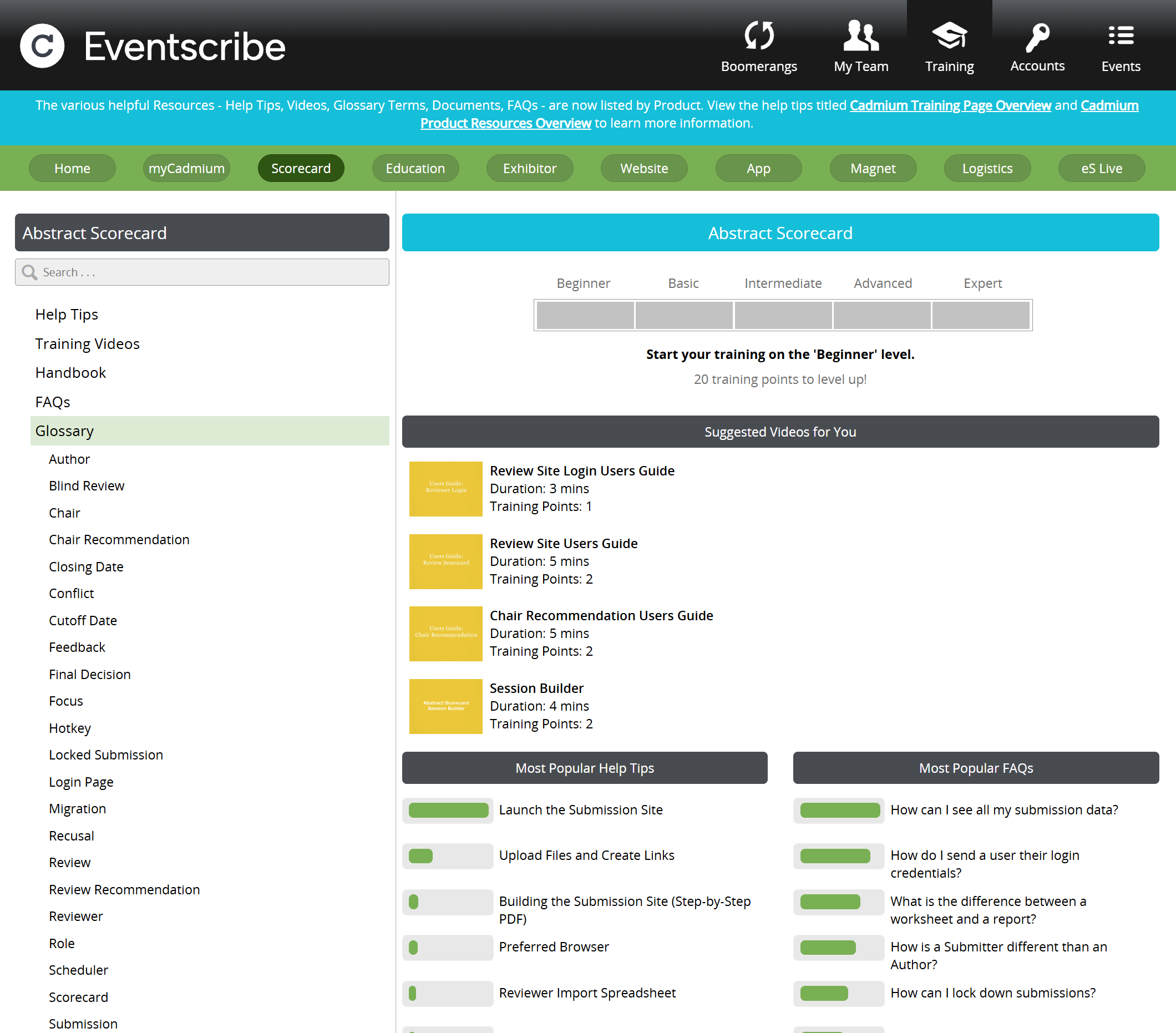 Image of myCadmium Training page.